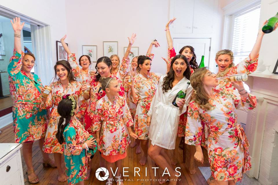 Bride with her bridesmaids