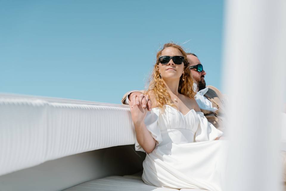 Boat cruise on an elopement