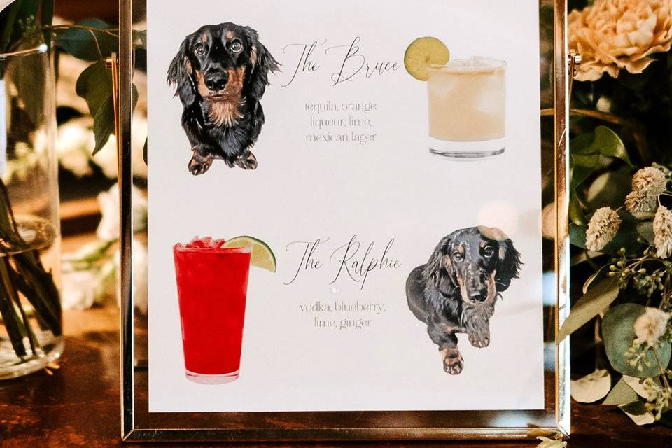 Signature cocktail menu