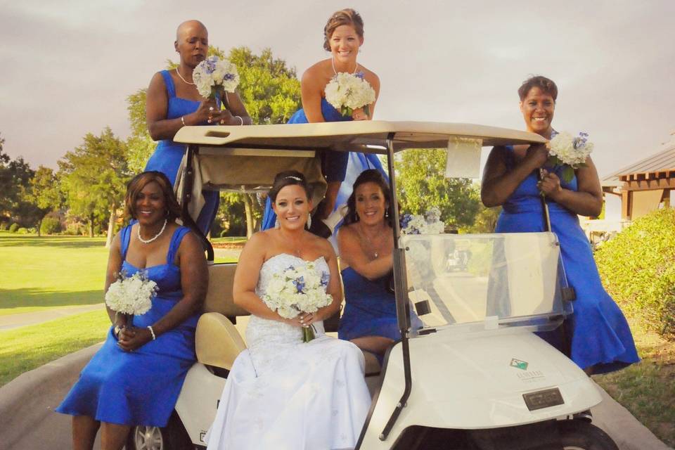 Photo shoot on a golf cart