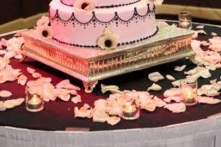 light pink fondant with black swags