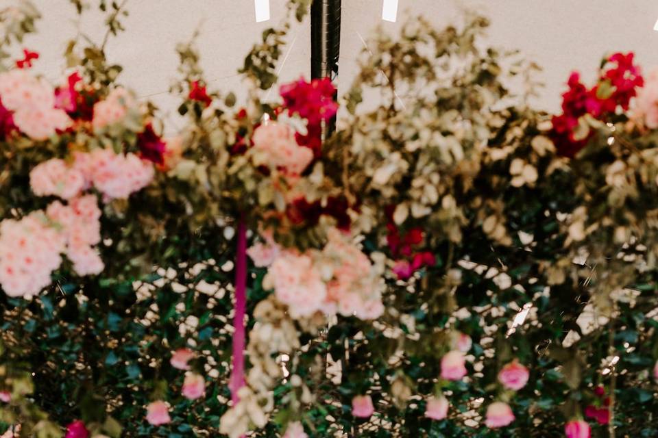 Pink flowers and greenery