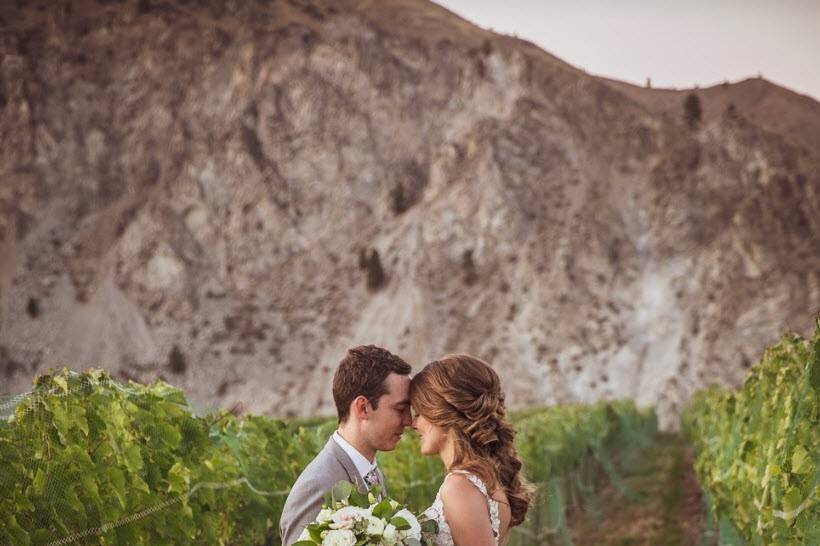 Happy couple in the vineyard