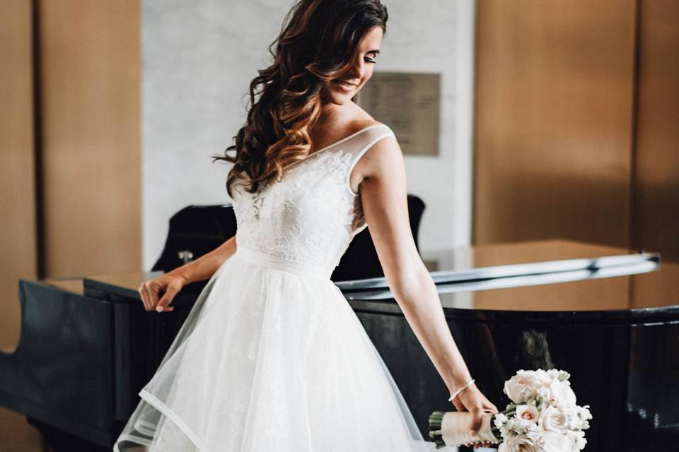 Layered bridal gown