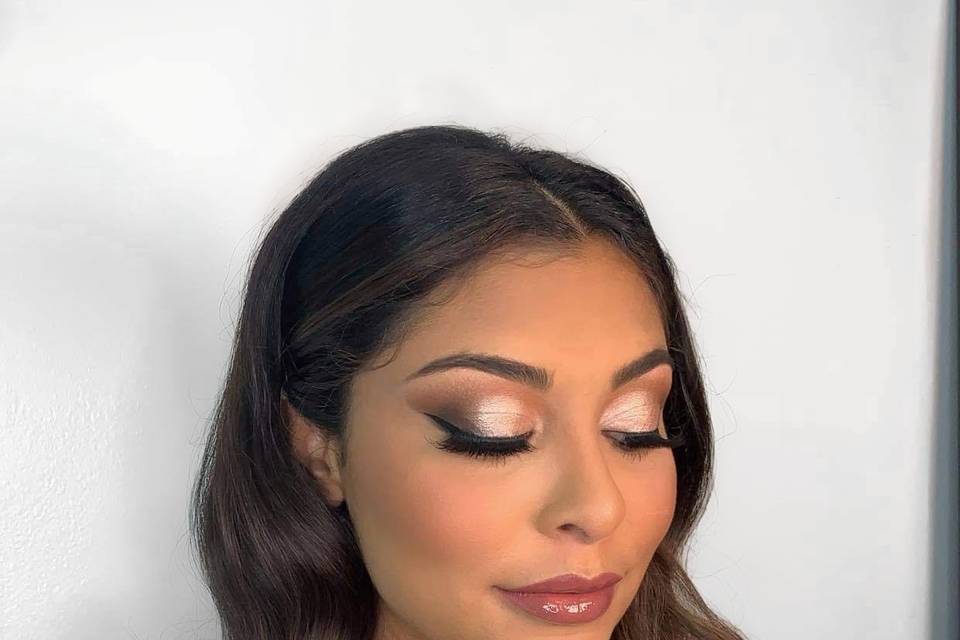 Glam hair and makeup