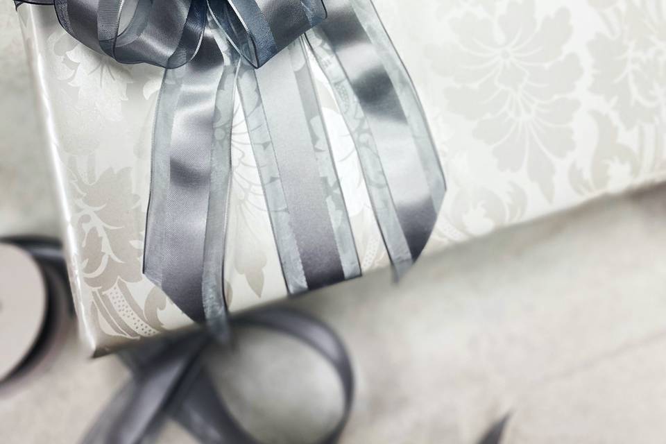 Shower gift with ribbon and florals