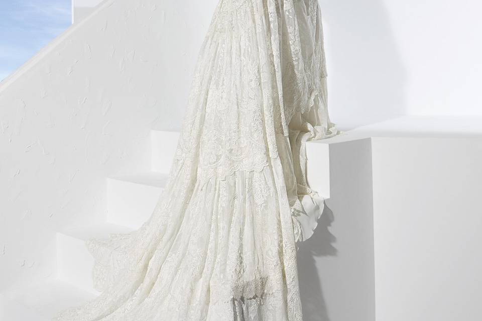 Great Boho Chic Yolan Cris gown from Barcelona at Nouvelle Vogue Bridal Boutique