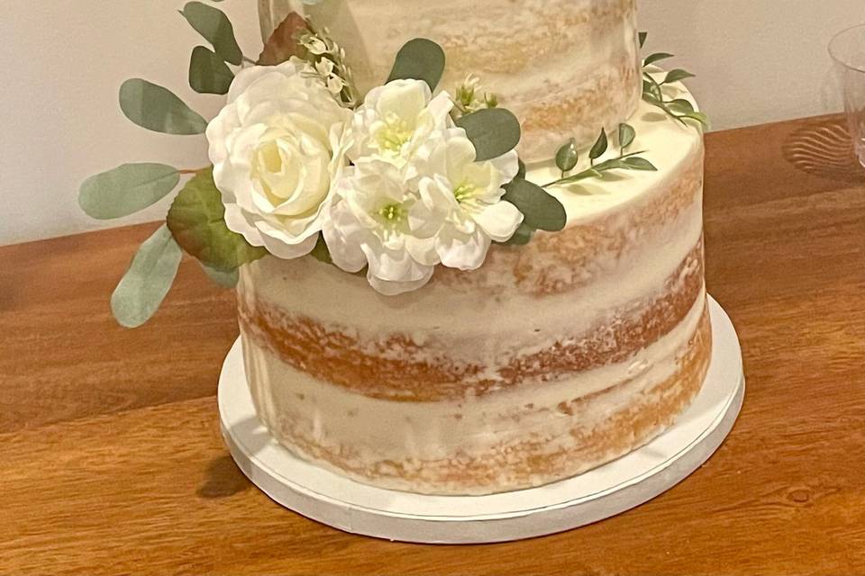 Tall 3 tier naked cake