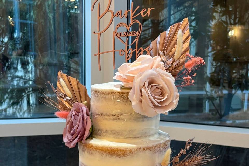 Naked iced wedding cake