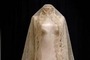 Embroidered lace veil with a Gold lace trim