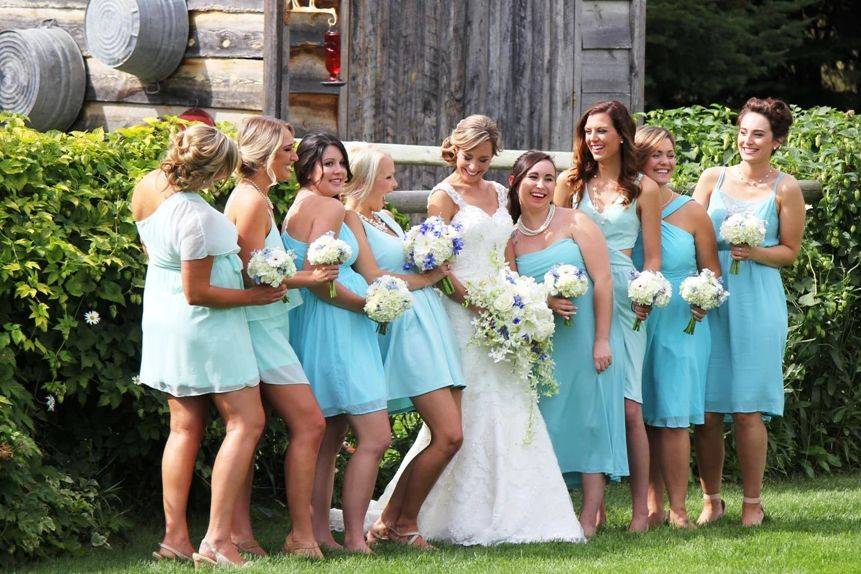 The bride with her bridesmaids