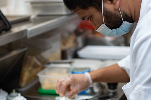Staff preparing food