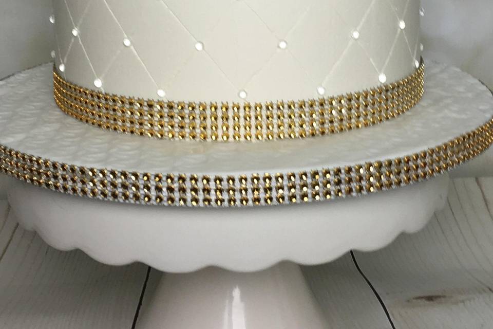 Lemon cake with raspberry filing, edible diamond details