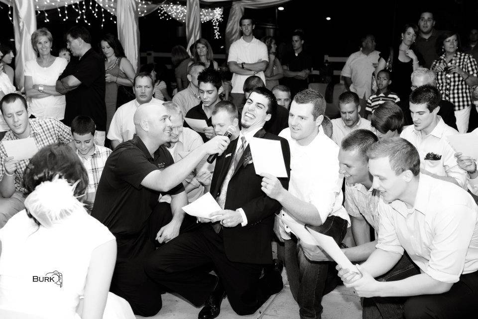 Groom and his guys singing
