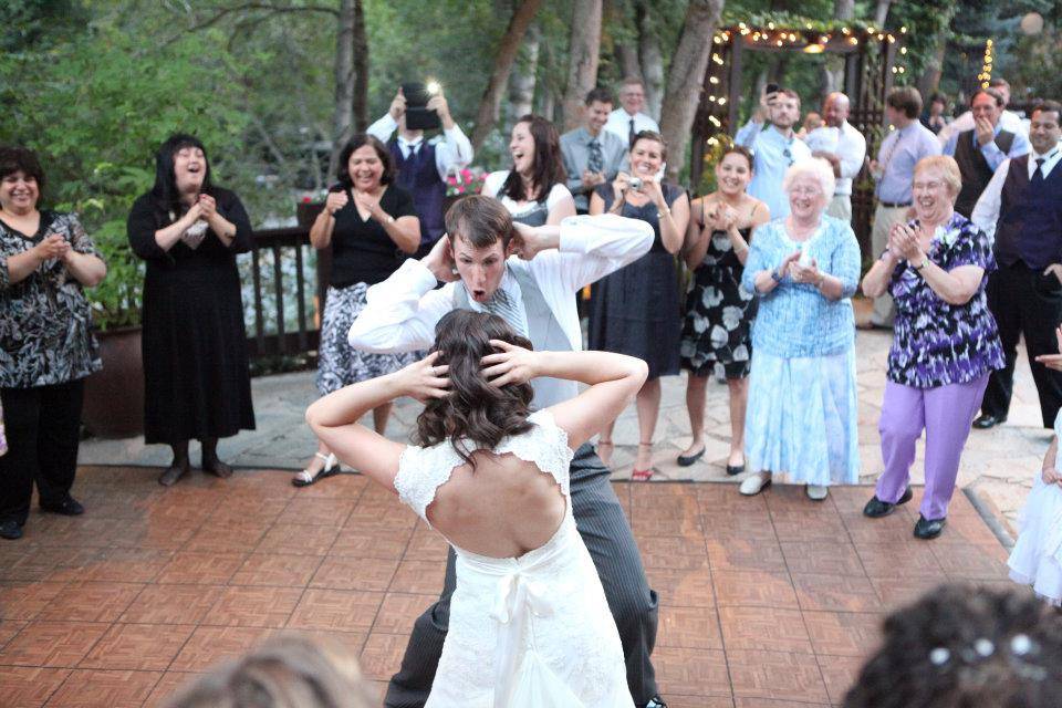 Bride and groom partying!