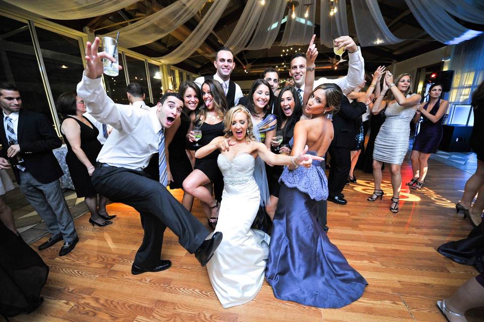 Bride partying with guests