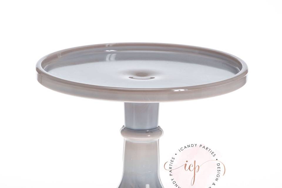 Marble gray milk glass cake stand. Available in 10