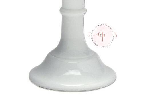 White milk glass cake stands. Available in 12