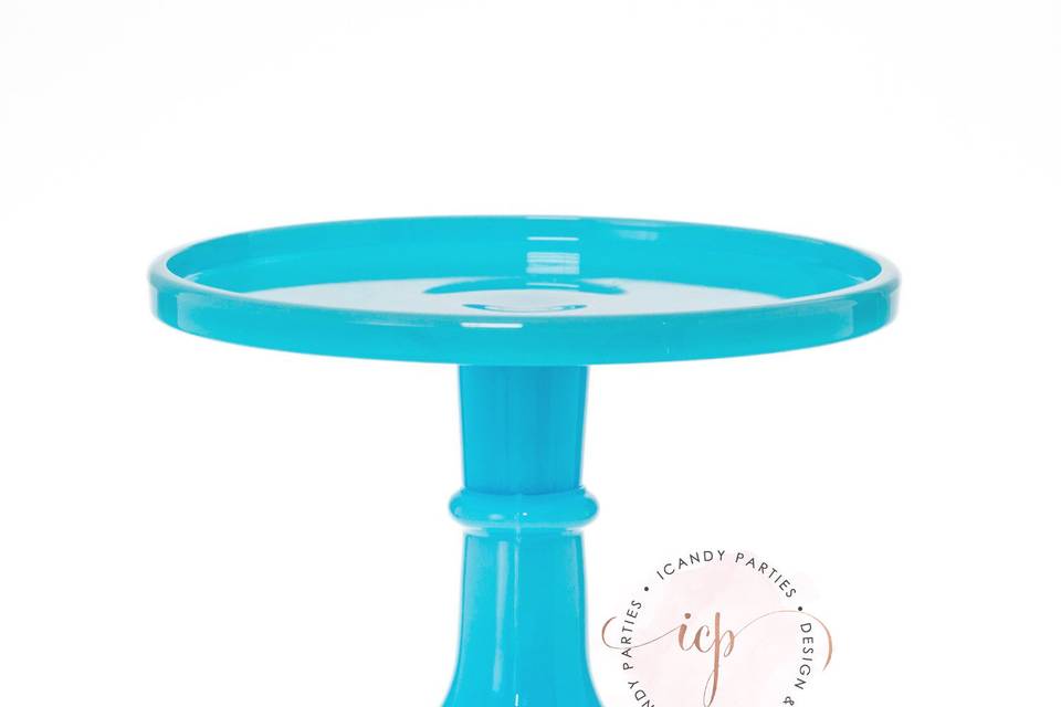 Blueberry milk glass cake stands. Available in 10
