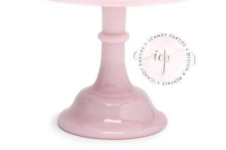 Strawberry milk glass cake stand. Available in 10