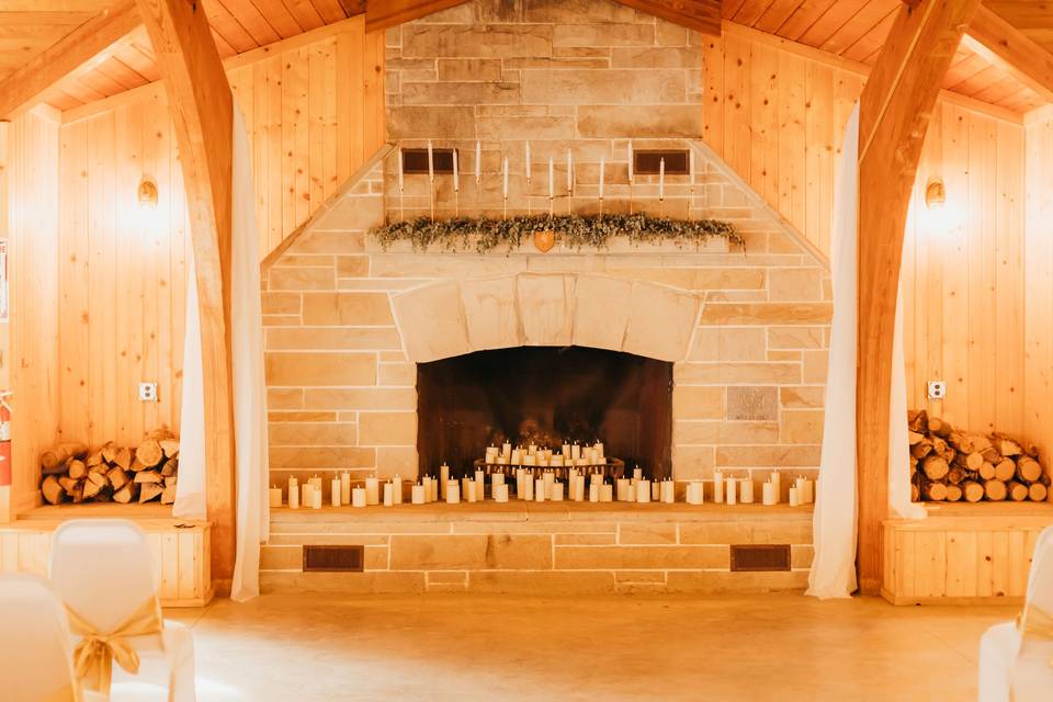 November wedding fireplace