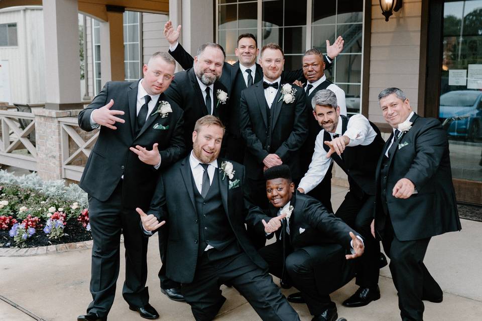 Groomsmen on the patio