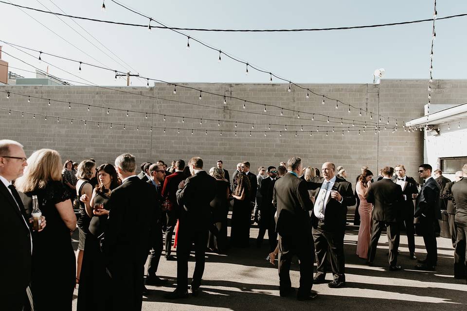 Cocktail hour in courtyard