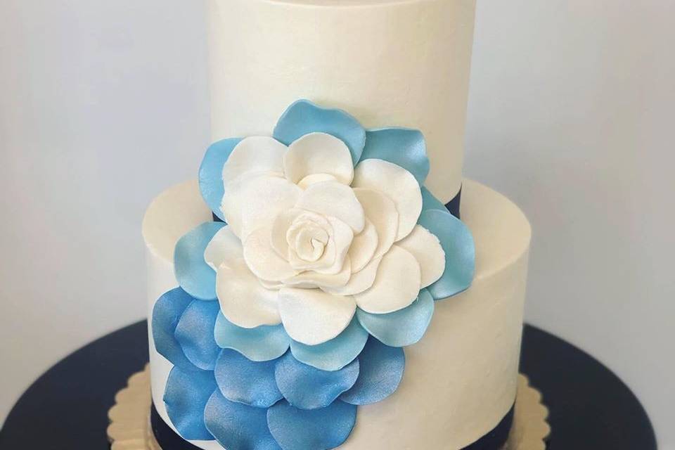 Ombre blue petal burst cake