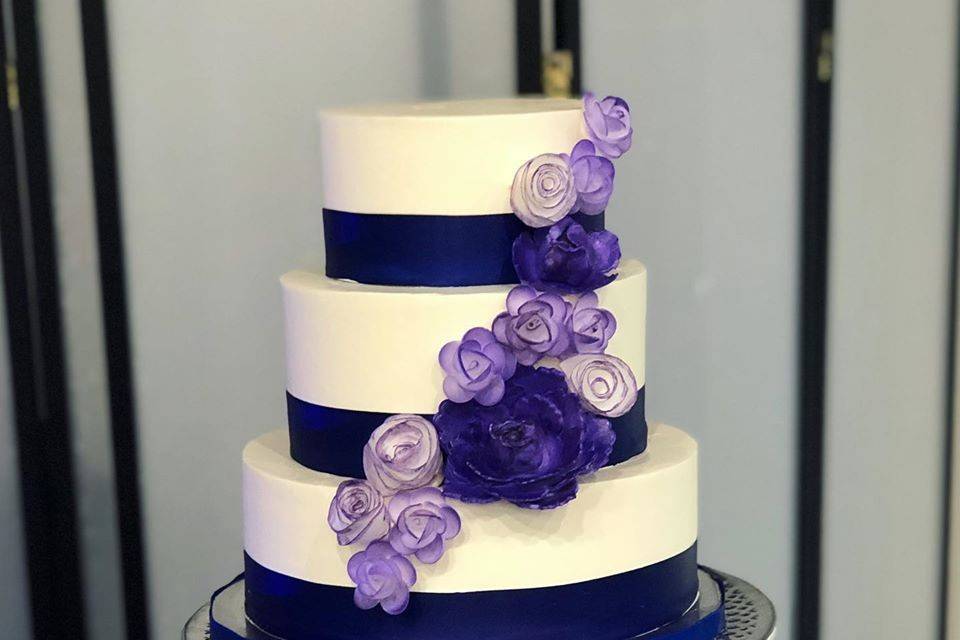 Royal blue and purple cake