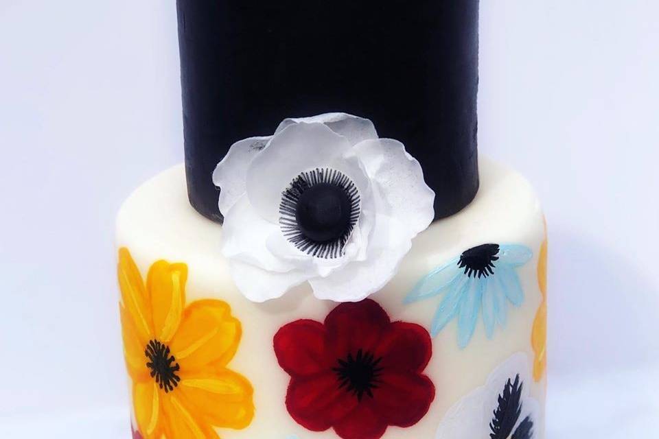 Painted floral cake