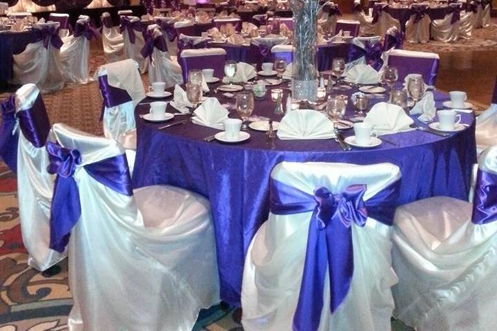 Reception table and floral centerpiece