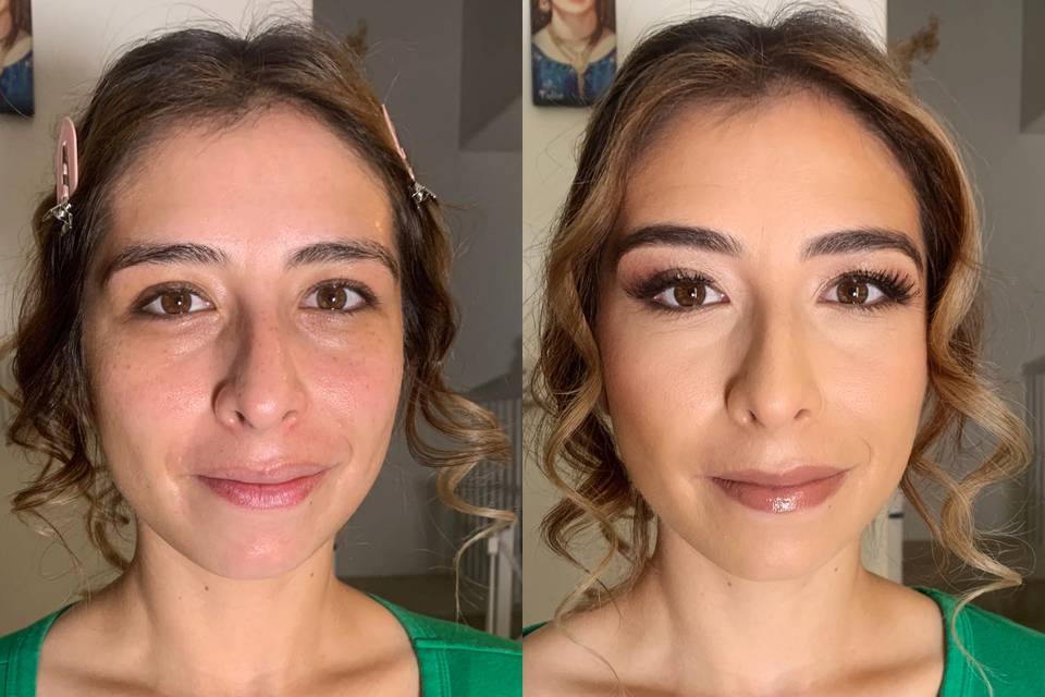 Before and after soft glam