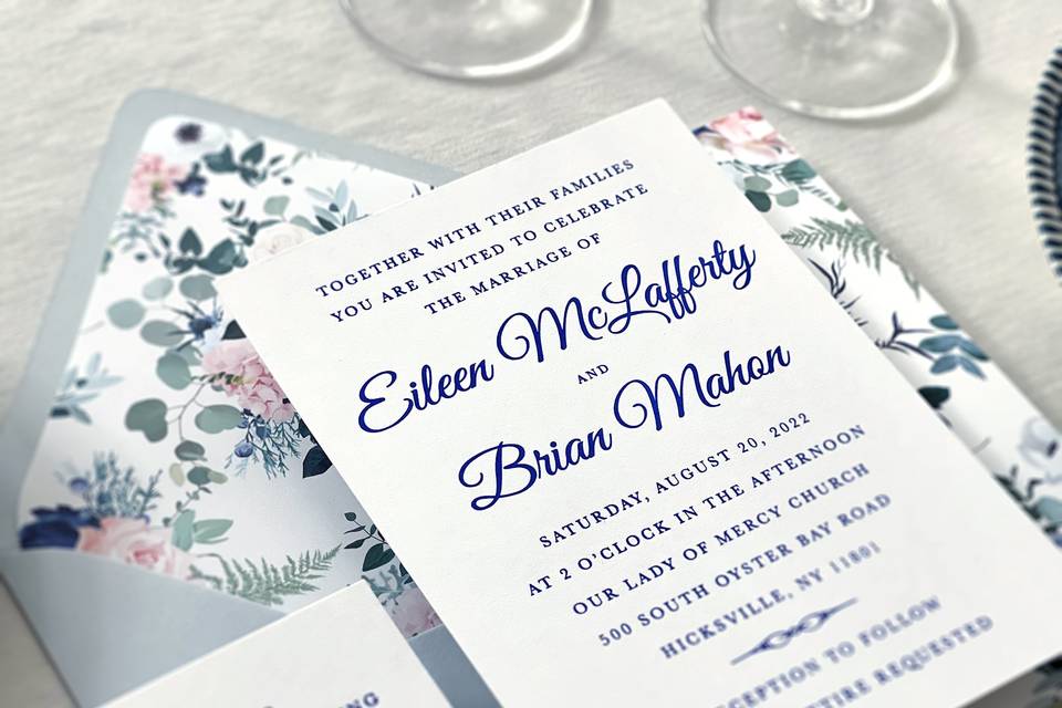 Invitation with custom liner