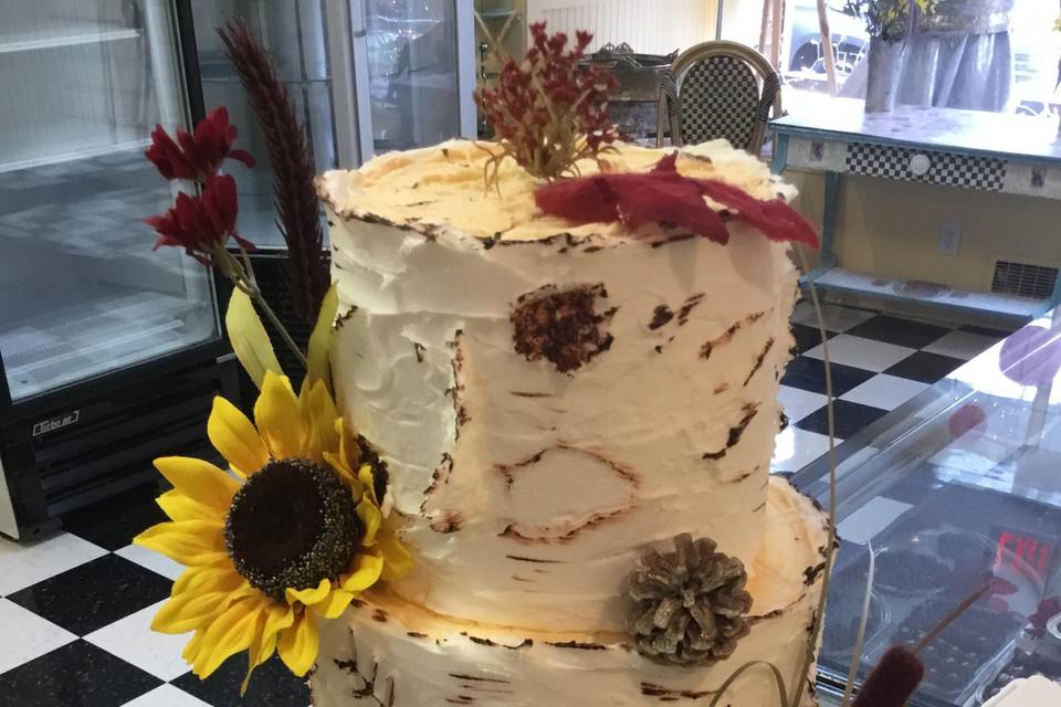 Birch bark buttercream