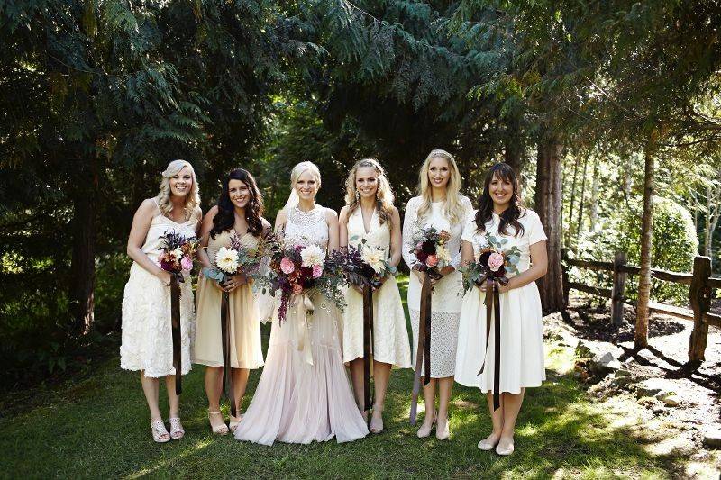 The bride with her bridesmaids