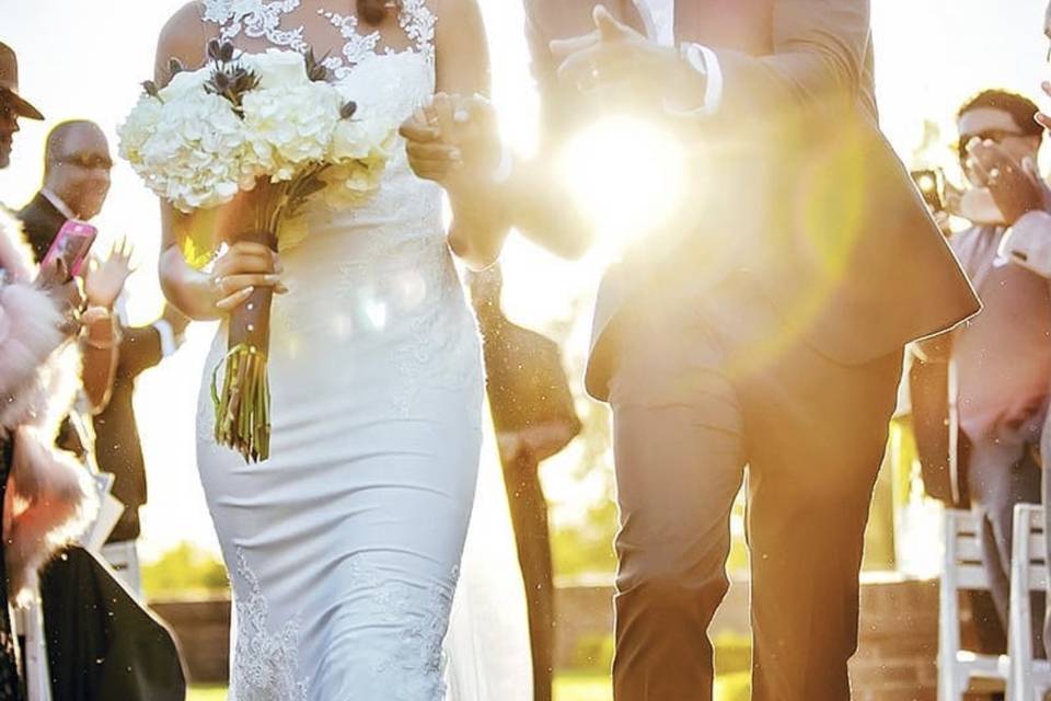 Happy bride and groom