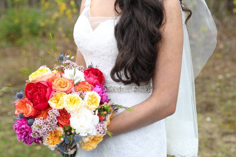 Bride and bouquet