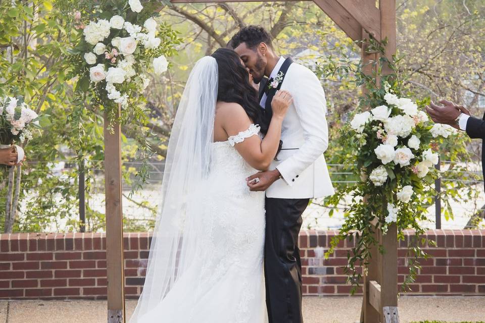 Bride and Groom with Arbor