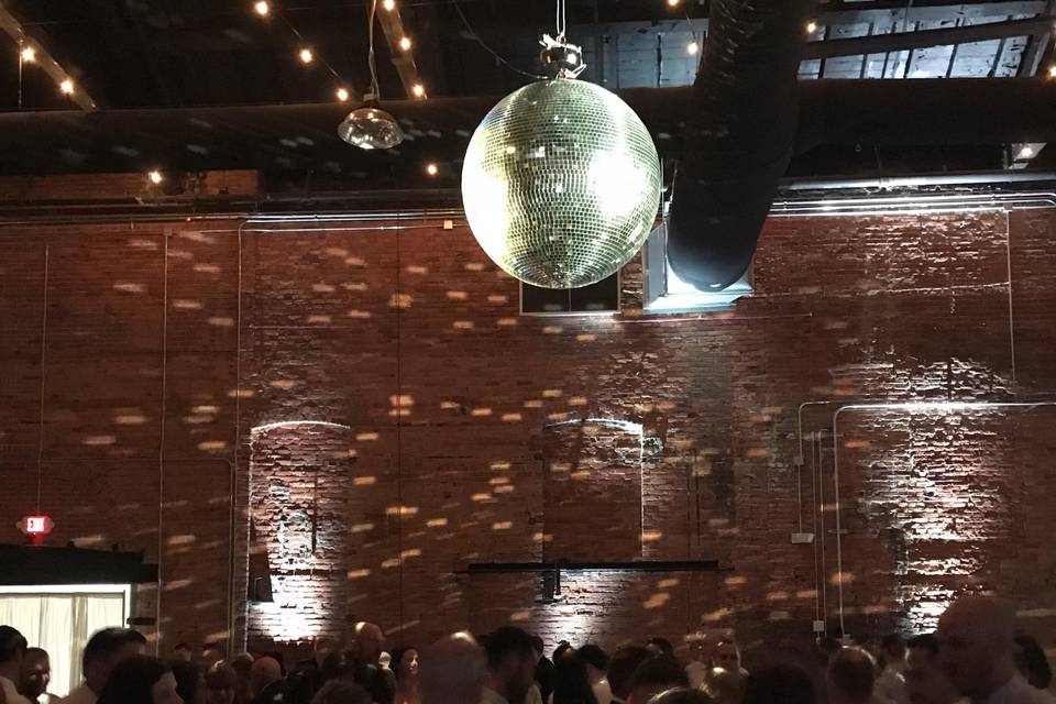 Giant disco ball at Tenk