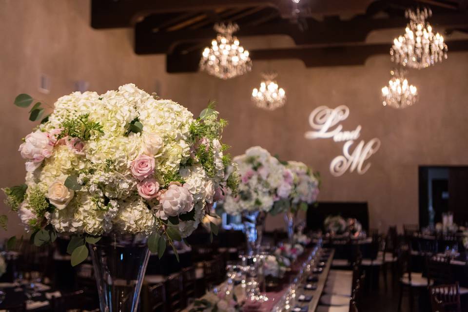 Table setup with centerpiece