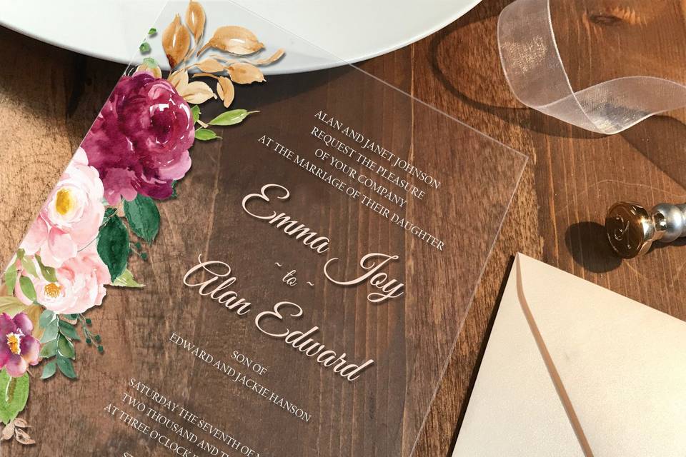 Floral clear invite