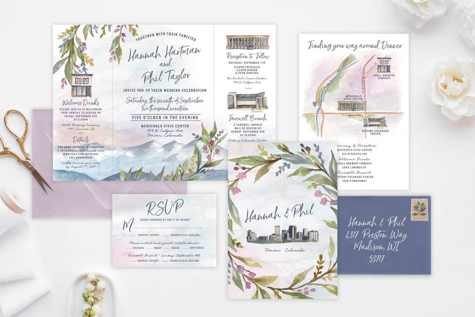 Gate fold invitation suite