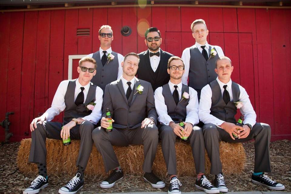 Terrence and his Groomsmen and officiant.