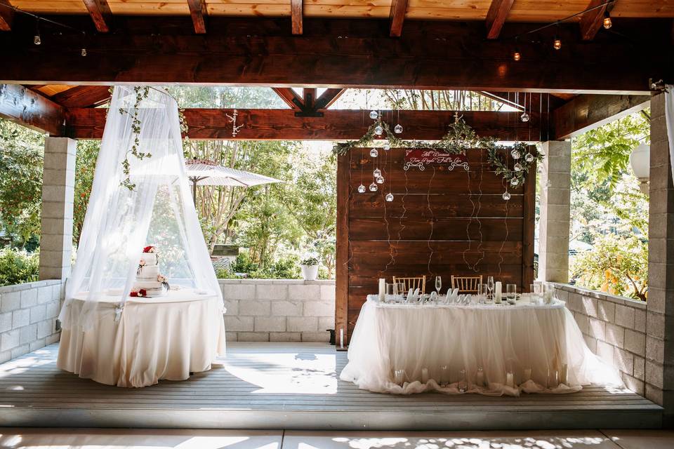 Sweetheart table/cake area