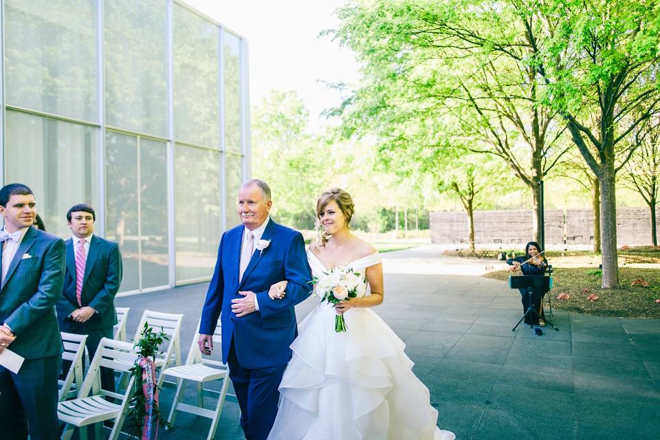 Bride walking down the aisle