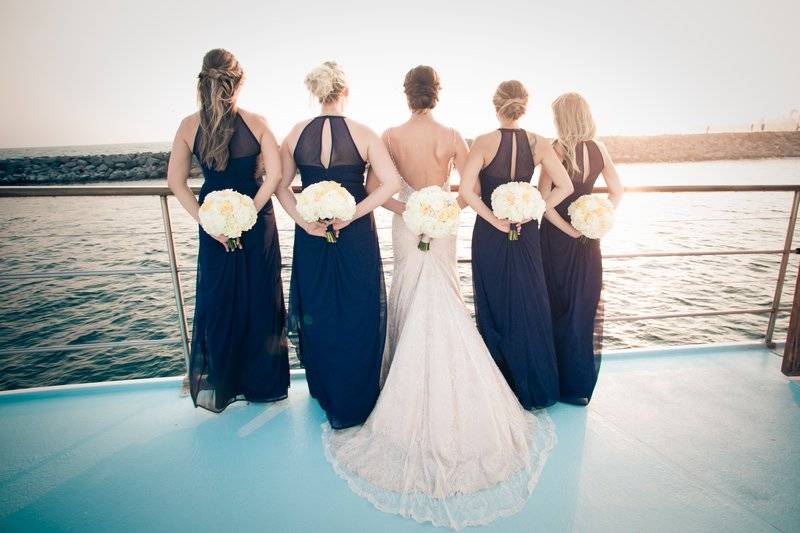 Bride with bridesmaids