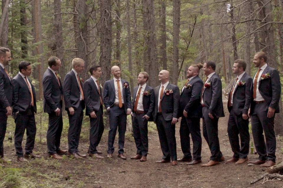 Wedding party in the forest