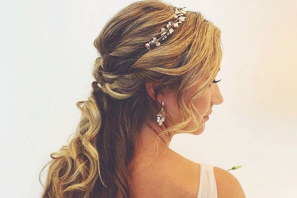 Bridal long hair half up