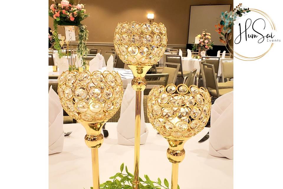 Gold candle centerpieces