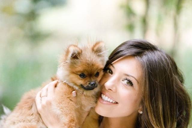 Beautiful bride and her doggie